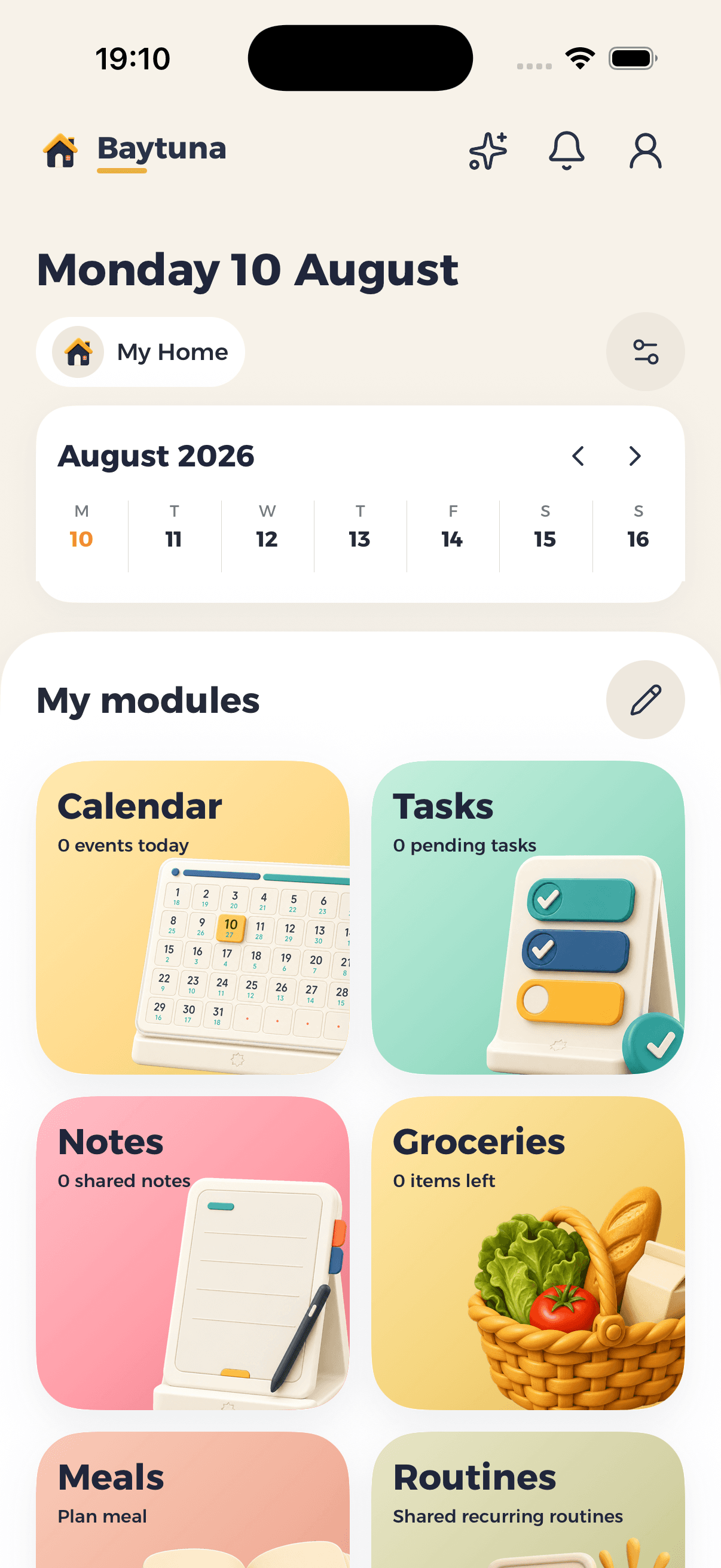 Baytuna home dashboard